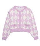 デイライフ(Daylife)  DAYLIFE ROUND NECK ARGYLE KNIT CARDGAN (PURPLE/MINT)