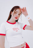 デイライフ(Daylife)  DAYLIFE 1991 CROP T-SHIRTS (WHITE/RED)