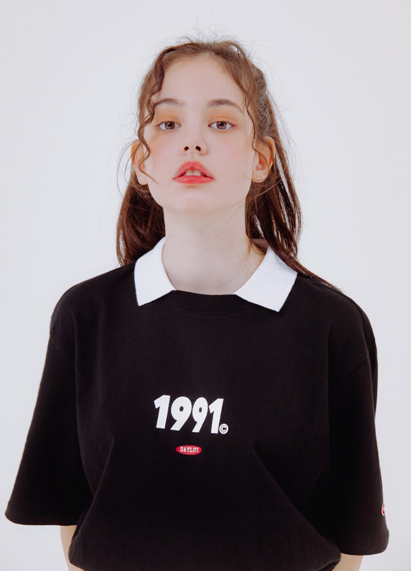 デイライフ(Daylife)  DAYLIFE 1991 COLLAR T-SHIRTS (BLACK)