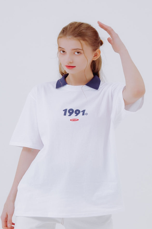 デイライフ(Daylife)  DAYLIFE 1991 COLLAR T-SHIRTS (WHITE)