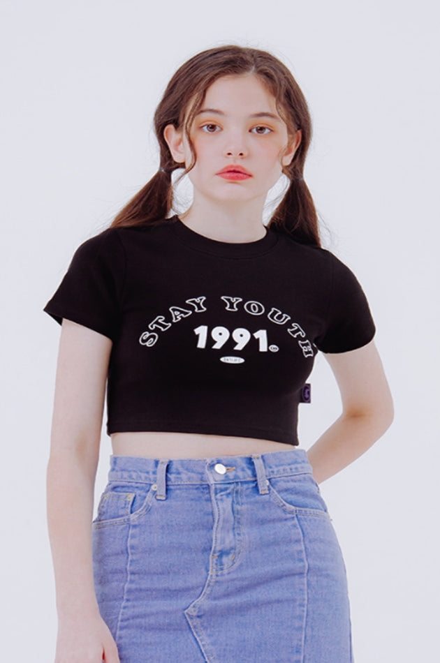 デイライフ(Daylife)  DAYLIFE STAY YOUTH CROP T-SHIRTS (BLACK)