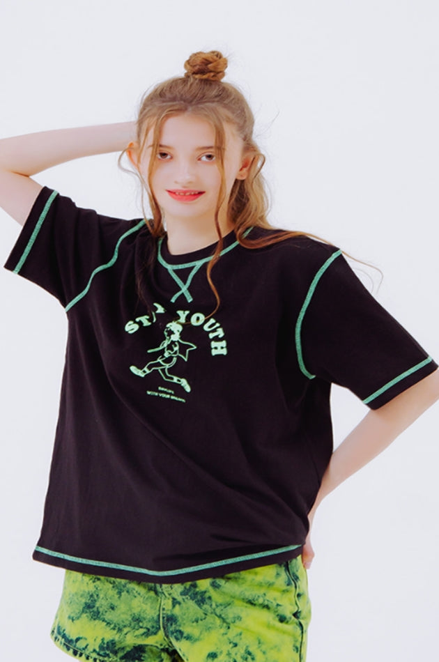 デイライフ(Daylife)  DAYLIFE RUNNING GIRL T-SHIRTS (BLACK)