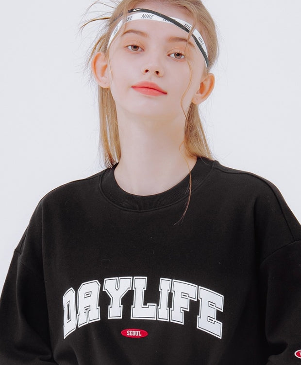 デイライフ(Daylife)  DAYLIFE ARCH LOGO SWEAT T-SHIRTS (BLACK)