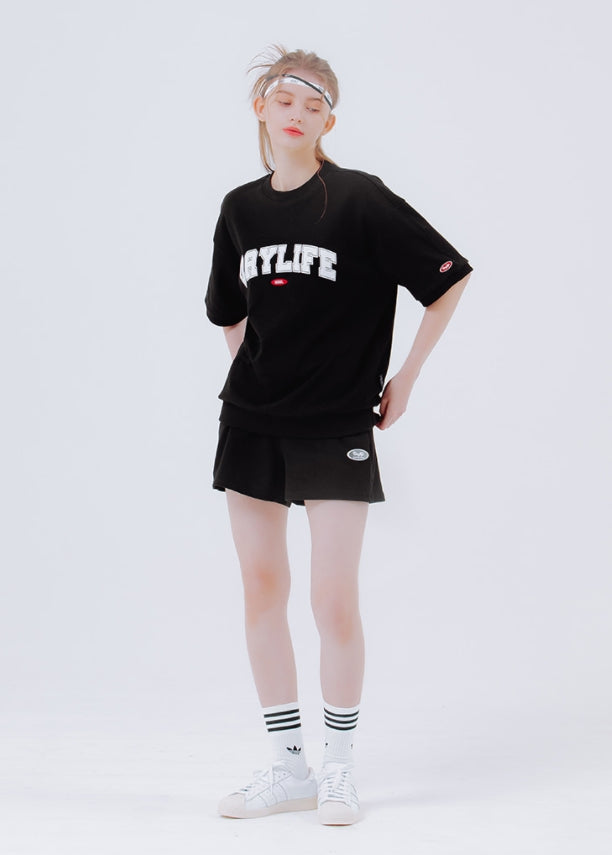 デイライフ(Daylife)  DAYLIFE ARCH LOGO SWEAT T-SHIRTS (BLACK)