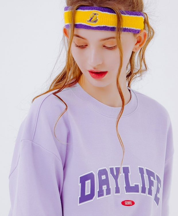 デイライフ(Daylife)  DAYLIFE ARCH LOGO SWEAT T-SHIRTS (PURPLE)