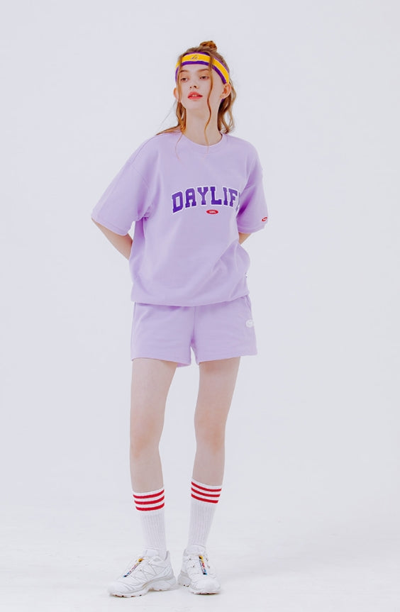 デイライフ(Daylife)  DAYLIFE ARCH LOGO SWEAT T-SHIRTS (PURPLE)