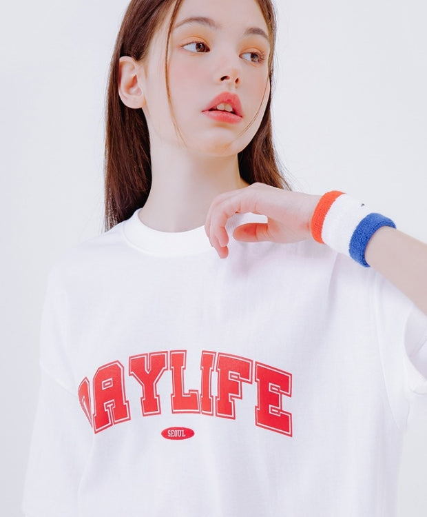 デイライフ(Daylife)  DAYLIFE ARCH LOGO SWEAT T-SHIRTS (WHITE)