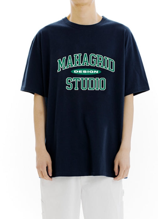 mahagrid (マハグリッド)  COLLEGE LOGO TEE [NAVY]