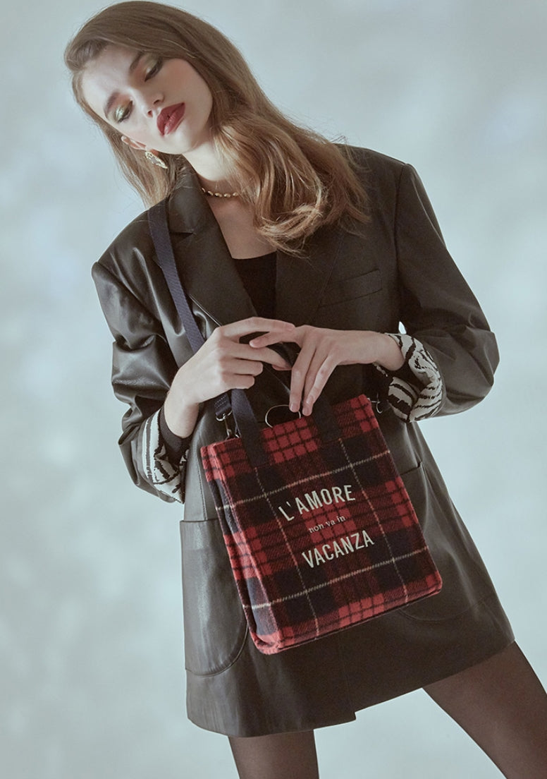 BBYB(ビービーワイビー) Tartan Small Tote Bag (Red)