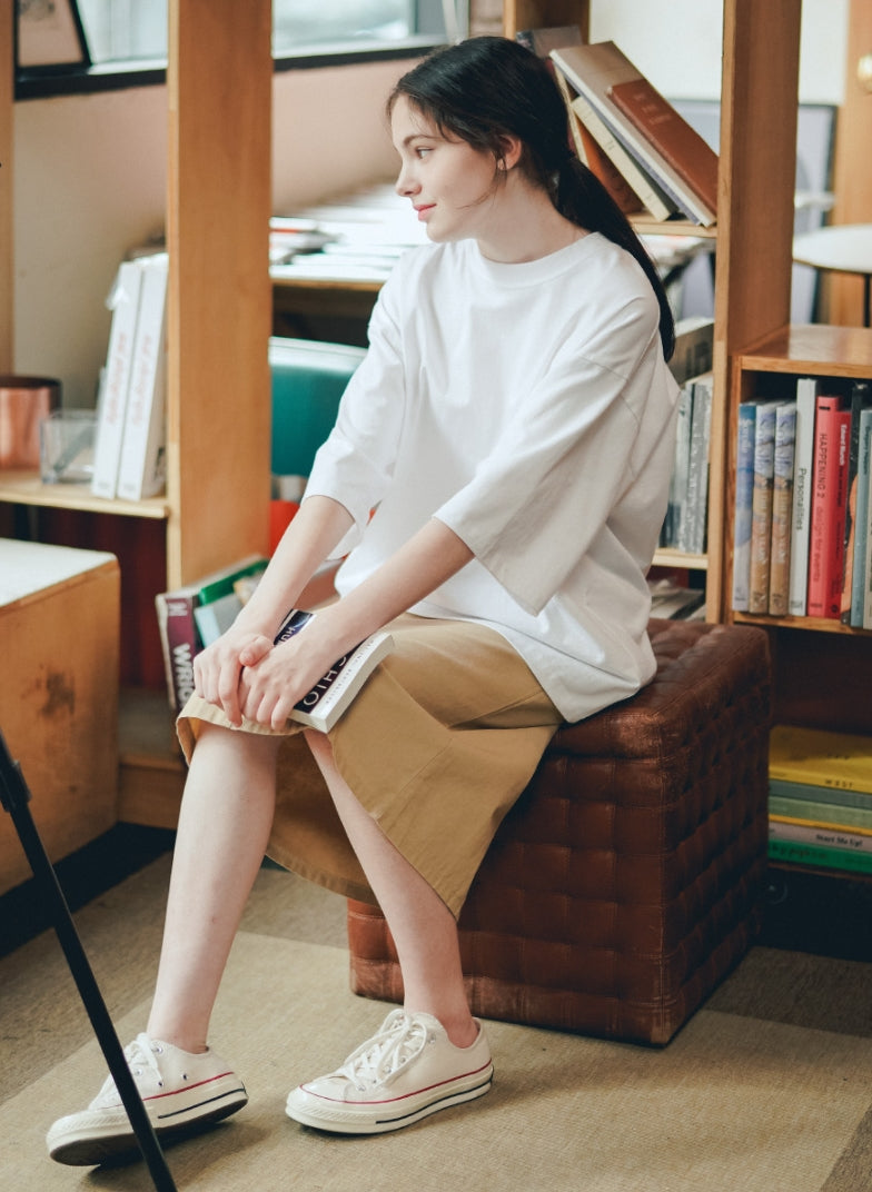 ティーダブリューエヌ(TWN) FLAP THREE-QUARTER SLEEVE WHITE STST3365