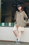 ティーダブリューエヌ(TWN) FLAP THREE-QUARTER SLEEVE KHAKI STST3365