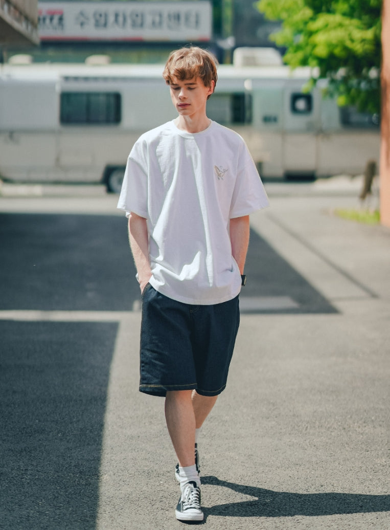 ティーダブリューエヌ(TWN) WIDE DENIM SHORT PANTS INDIGO LMSP3393