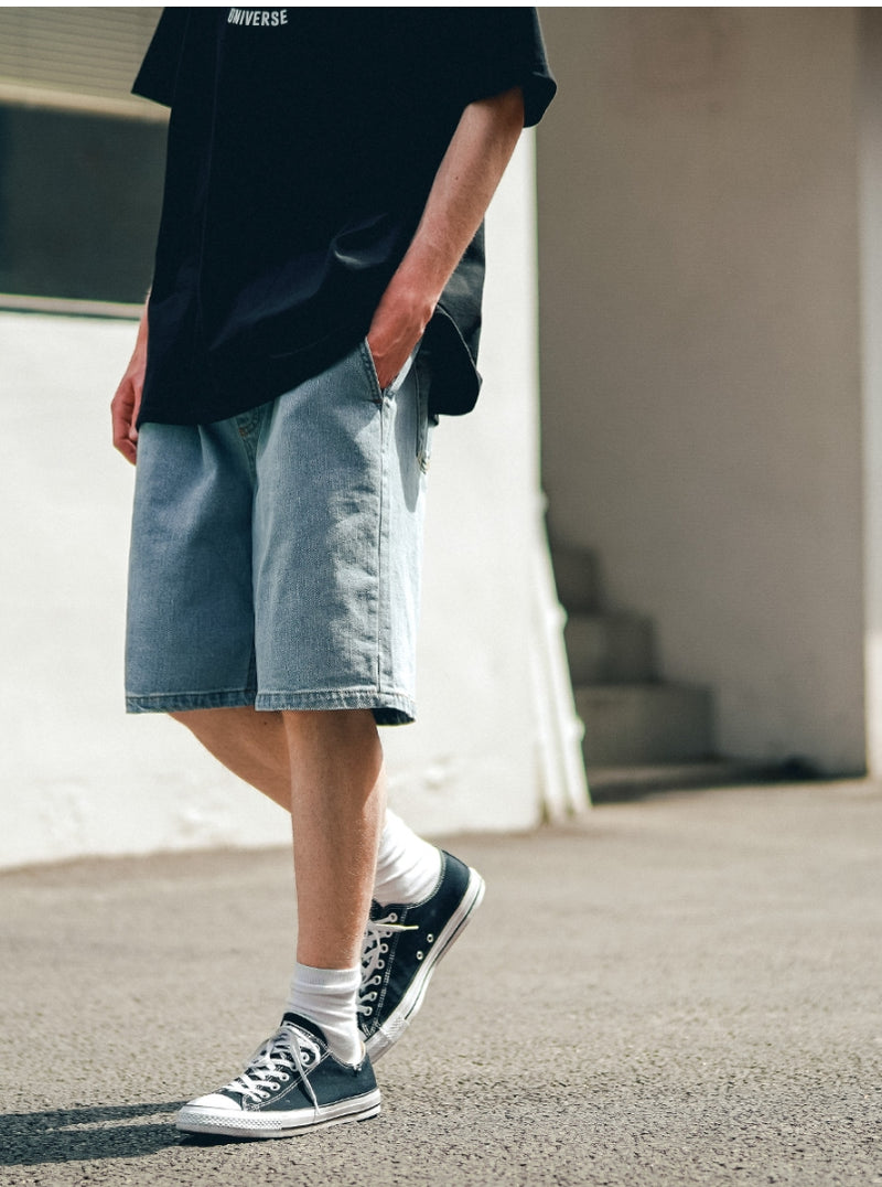 ティーダブリューエヌ(TWN) WIDE DENIM SHORT PANTS LIGHT BLUE LMSP3393