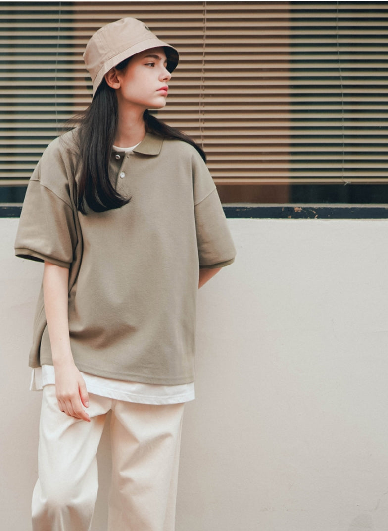 ティーダブリューエヌ(TWN) MODISH COLLAR SHORT SLEEVE OLIVE EYST3374
