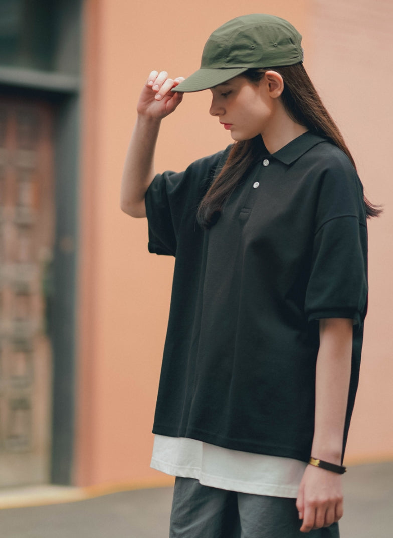 ティーダブリューエヌ(TWN) MODISH COLLAR SHORT SLEEVE BLACK EYST3374