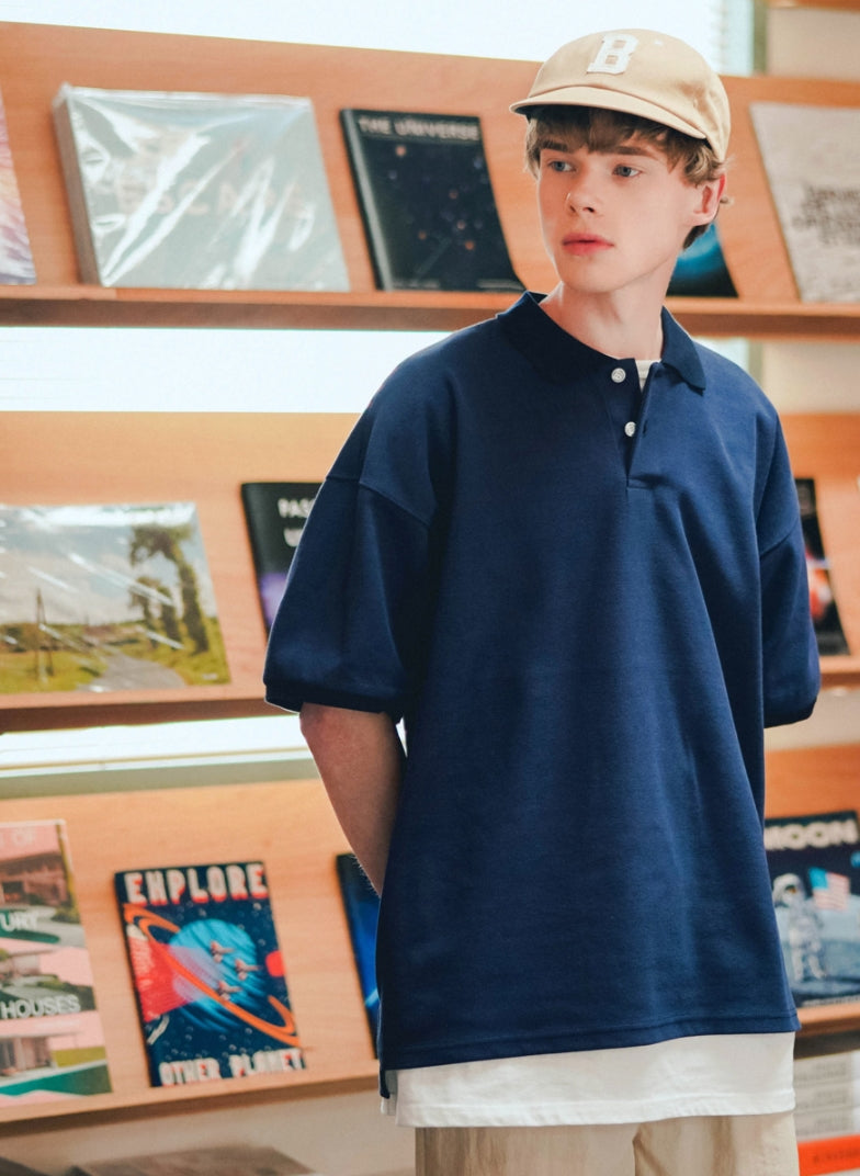 ティーダブリューエヌ(TWN) MODISH COLLAR SHORT SLEEVE NAVY EYST3374