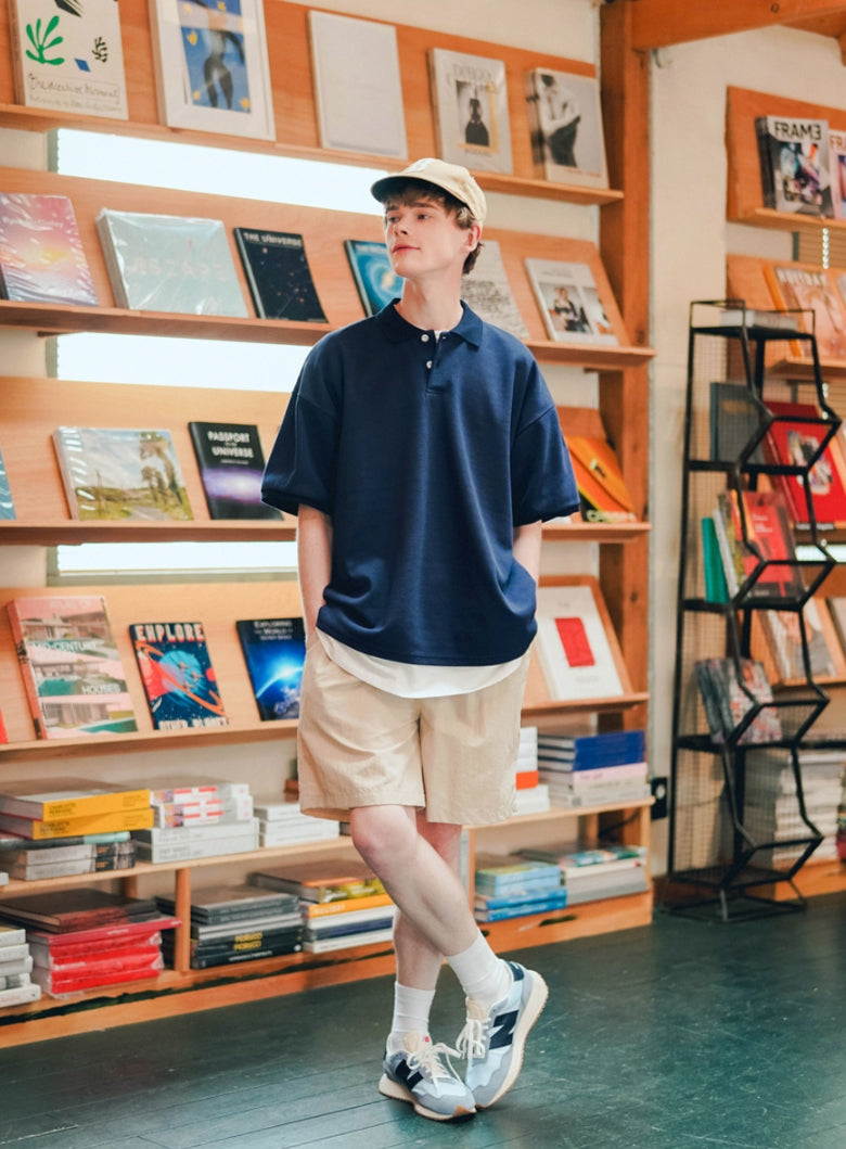 ティーダブリューエヌ(TWN) MODISH COLLAR SHORT SLEEVE NAVY EYST3374