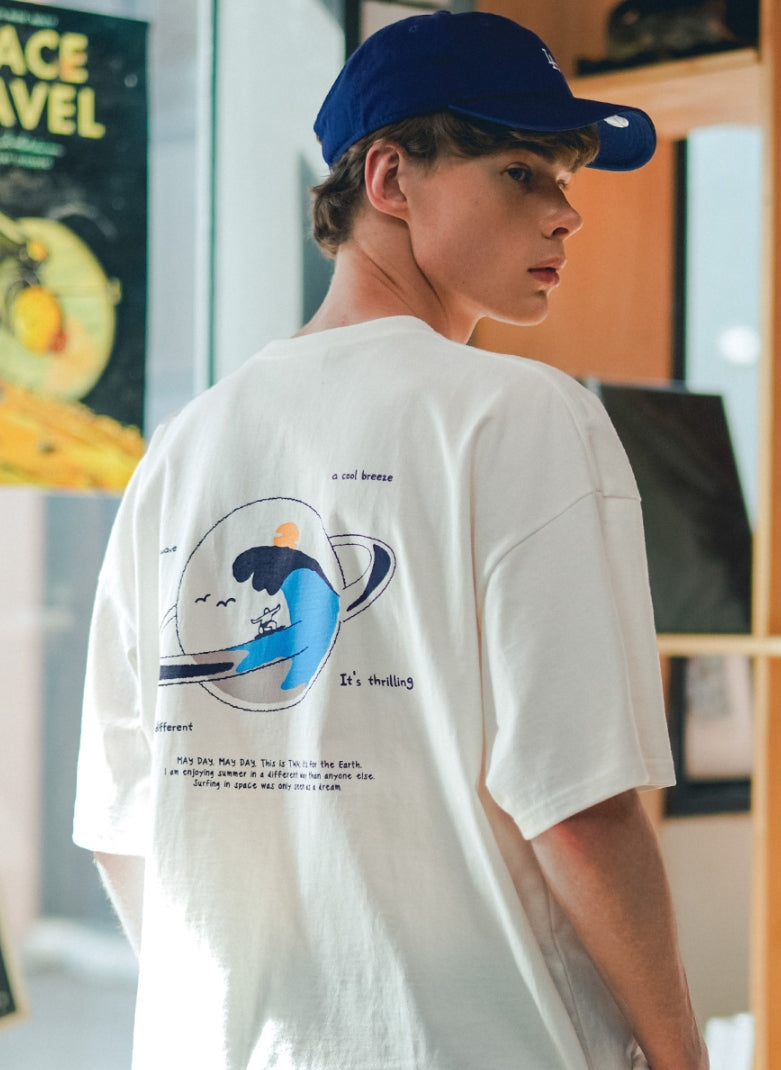 ティーダブリューエヌ(TWN) PLANET SURF SHORT SLEEVE WHITE SHST3380