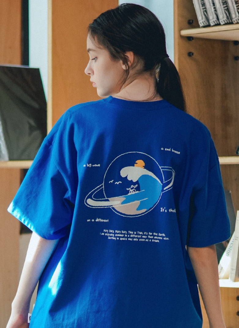 ティーダブリューエヌ(TWN) PLANET SURF SHORT SLEEVE BLUE SHST3380
