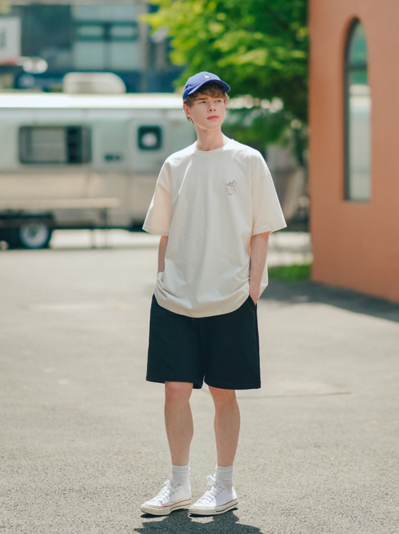 ティーダブリューエヌ(TWN) BASIC RELAX SHORT PANTS BLACK SHSP3390