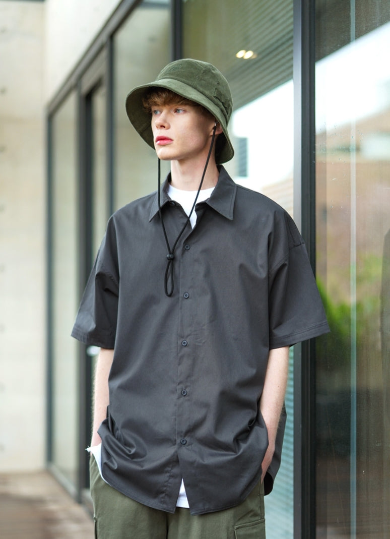 パーステップ(PERSTEP) MATCH OVER FIT HALF SHIRT DARK GREY BJSS4426