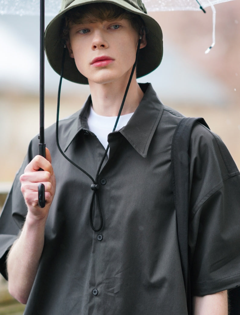 パーステップ(PERSTEP) MATCH OVER FIT HALF SHIRT DARK GREY BJSS4426