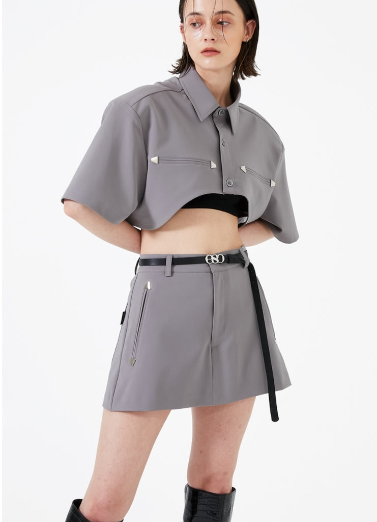 イーエスシースタジオ(ESC STUDIO) Stud skirt shorts (grey