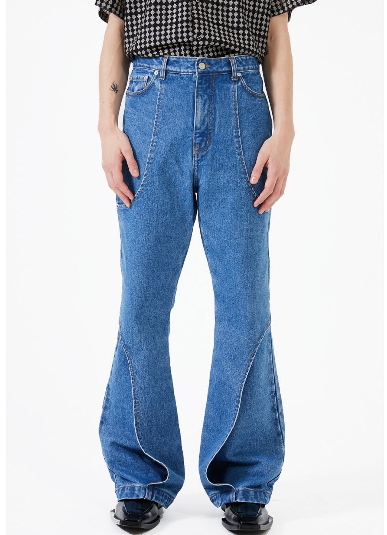 イーエスシースタジオ(ESC STUDIO) MAN Line boots cut denim pants (blue)