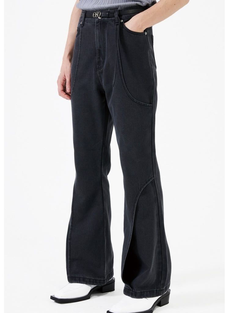 イーエスシースタジオ(ESC STUDIO) MAN Line boots cut denim pants (black)