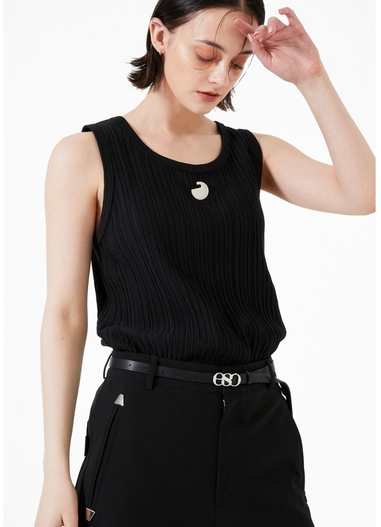 イーエスシースタジオ(ESC STUDIO) Pleats sleeveless (black)