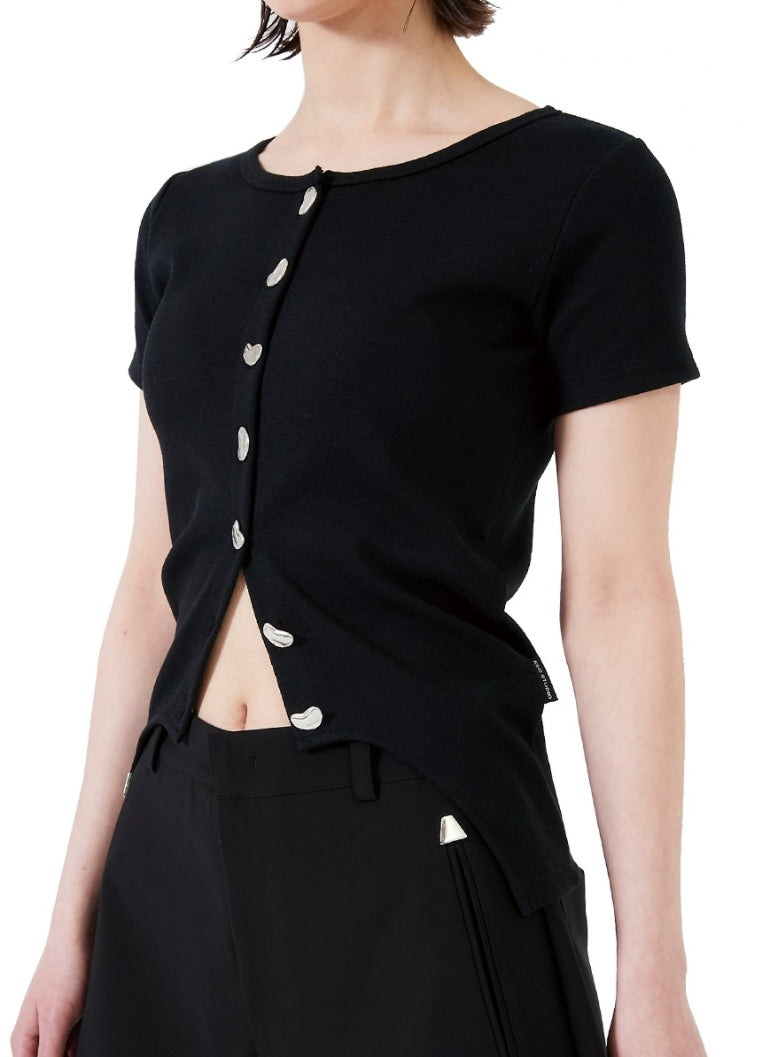 イーエスシースタジオ(ESC STUDIO) Button round cardigan (black)