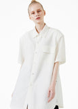 イーエスシースタジオ(ESC STUDIO) Lace pad oversize shirt (white)