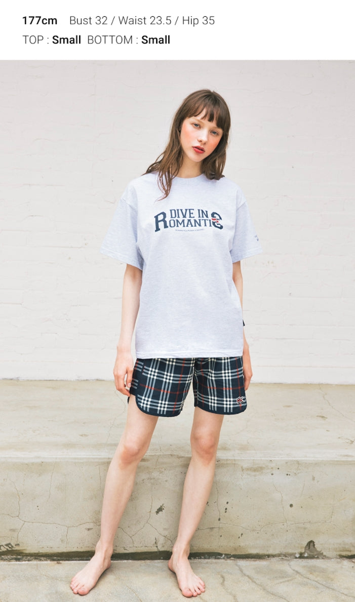 ロマンティッククラウン(ROMANTIC CROWN) [BARREL X RMTC]CHECK BOARD SHORTS_NAVY