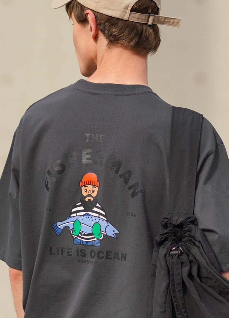 パーステップ(PERSTEP) BIG FISH T-SHIRT DARK GRAY DEST4432