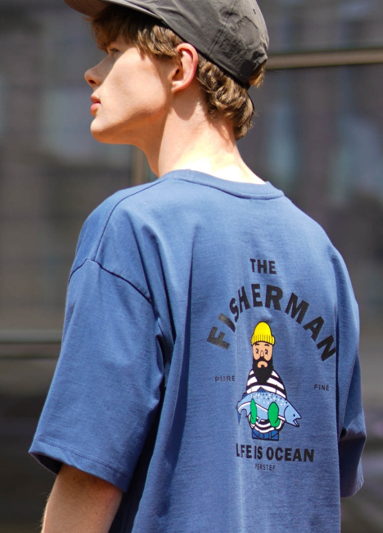 パーステップ(PERSTEP) BIG FISH T-SHIRT DARK BLUE DEST4432