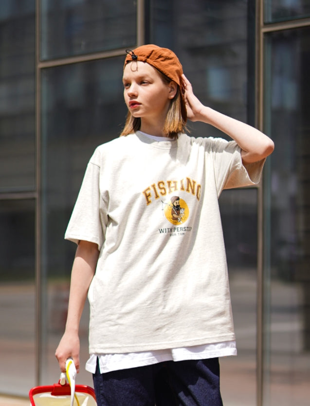 パーステップ(PERSTEP) FISHING TEAM T-SHIRT OATMEAL DEST4427