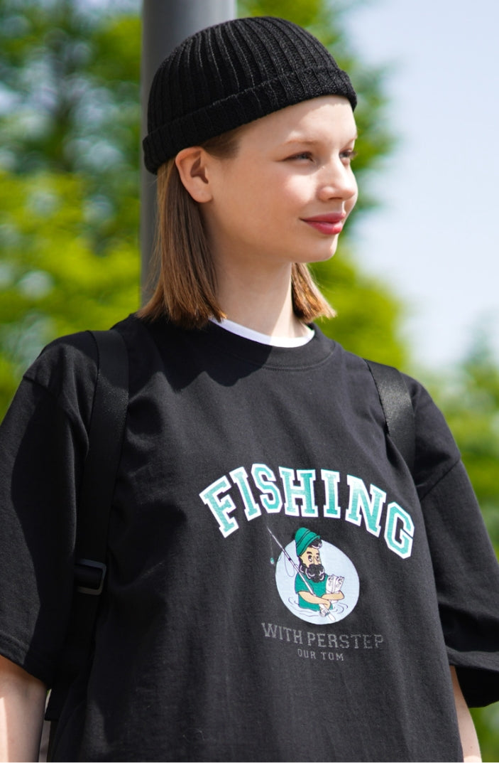 パーステップ(PERSTEP) FISHING TEAM T-SHIRT BLACK DEST4427