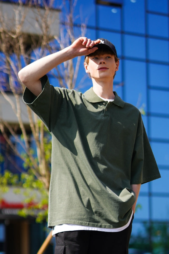 パーステップ(PERSTEP) BROADEN COLLAR T-SHIRT KHAKI SMST4416