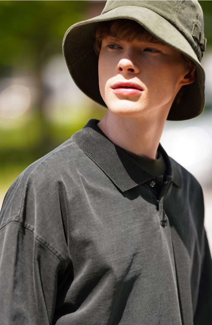 パーステップ(PERSTEP) BROADEN COLLAR T-SHIRT DARK GRAY SMST4416