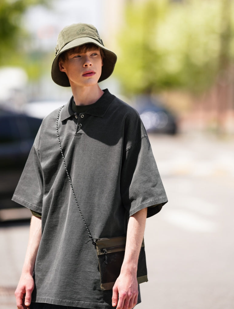 パーステップ(PERSTEP) BROADEN COLLAR T-SHIRT DARK GRAY SMST4416