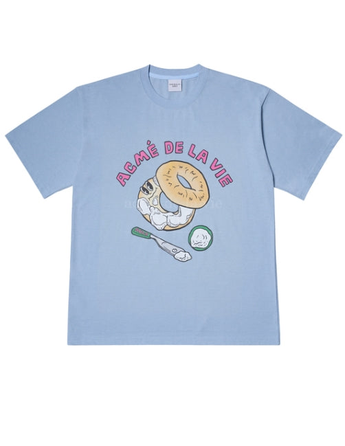 アクメドラビ(acme' de la vie)  BAGELS SHORT SLEEVE T-SHIRT SKYBLUE