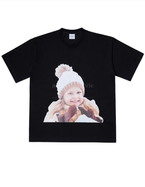 アクメドラビ(acme' de la vie) ADLV BABY FACE SHORT SLEEVE T-SHIRT BLACK BROWN BEANIE