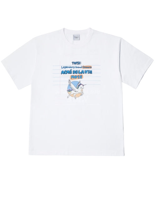アクメドラビ(acme' de la vie)  UNICORN NOTE SHORT SLEEVE T-SHIRT WHITE