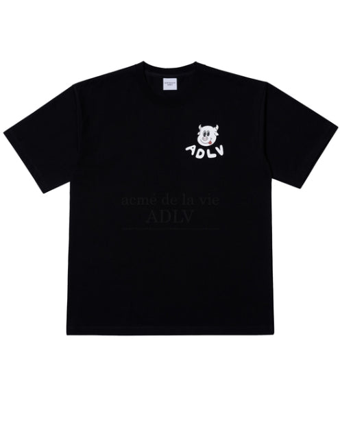 アクメドラビ(acme' de la vie)  PIGCOW SHORT SLEEVE T-SHIRT BLACK