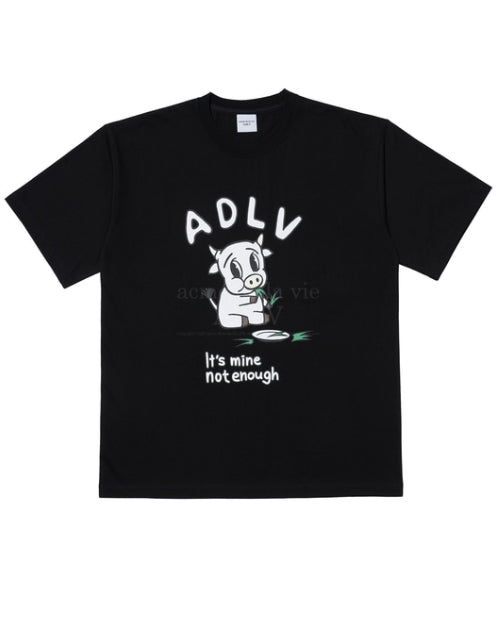 アクメドラビ(acme' de la vie)  DISH COW SHORT SLEEVE T-SHIRT BLACK