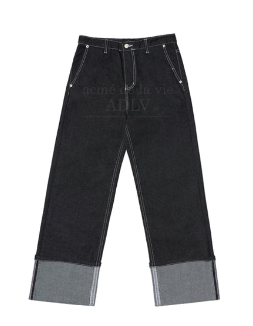 アクメドラビ(acme' de la vie) TITCH ROLL-UP DENIM PANTS BLACK