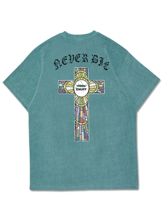 FEEL ENUFF (フィールイナフ)  REWORK NEVER DIE PIGMENT TEE / GREEN