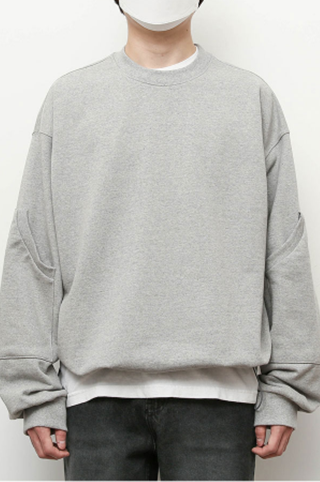 Q CUMBERS (キューカンバース)　Elbow Patch Sweatshirt - Gray