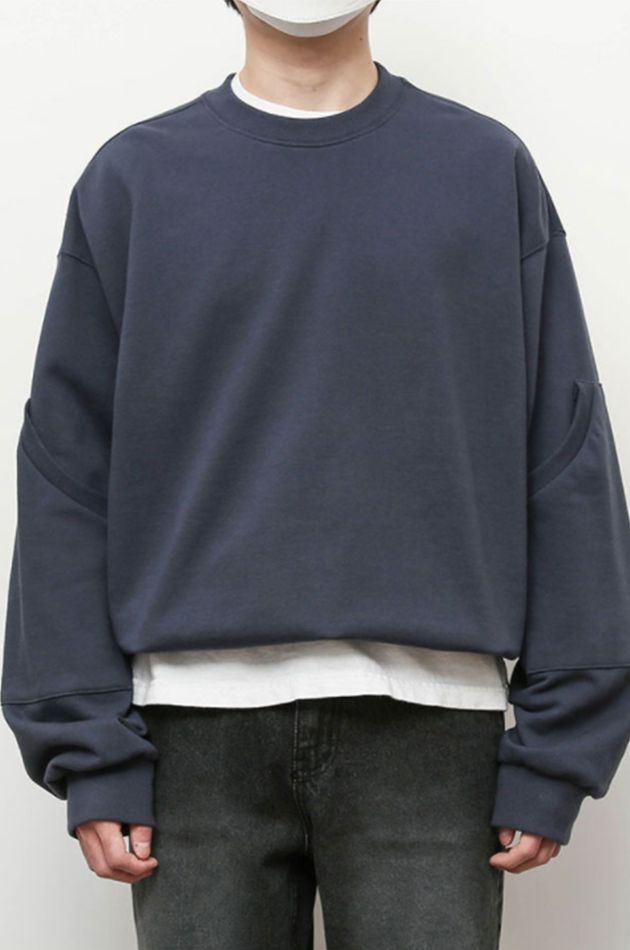 Q CUMBERS (キューカンバース)　Elbow Patch Sweatshirt - Air Force Navy