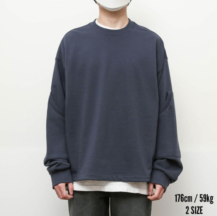 Q CUMBERS (キューカンバース)　Elbow Patch Sweatshirt - Air Force Navy